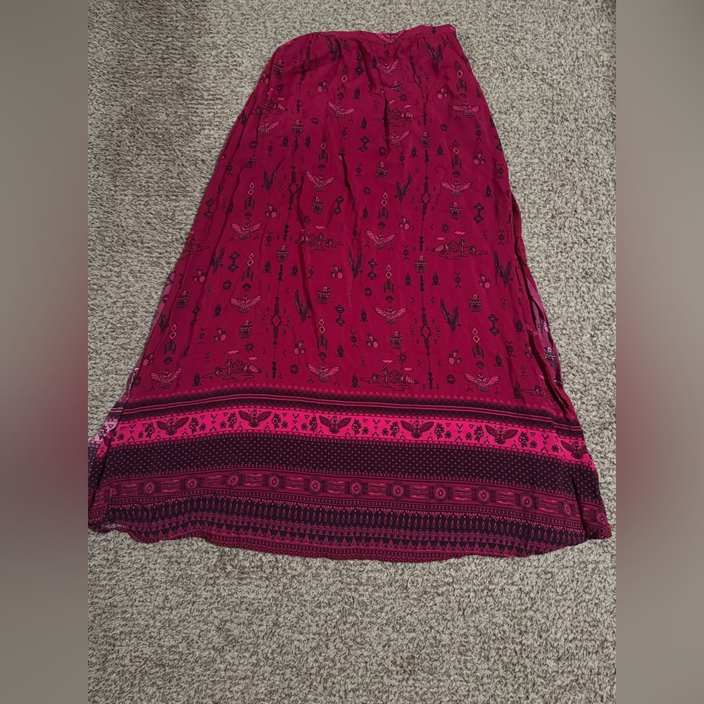 Spell Phoenix Red Maxi Skirt with Side Slit - Picture 6 of 9